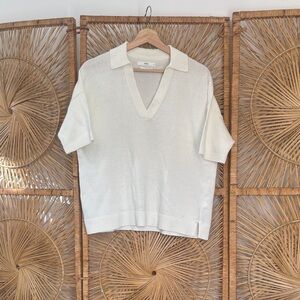 Brax White Knit Collared Sweater